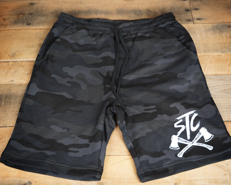 STC Fleece Shorts Black Camo