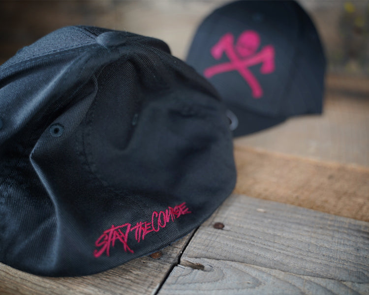 Stay the Course Black Flexfit Hat both