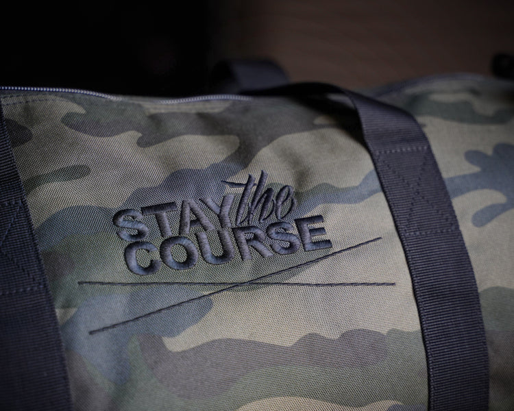 Stay the Course Duffle Bag Forest Camo Close