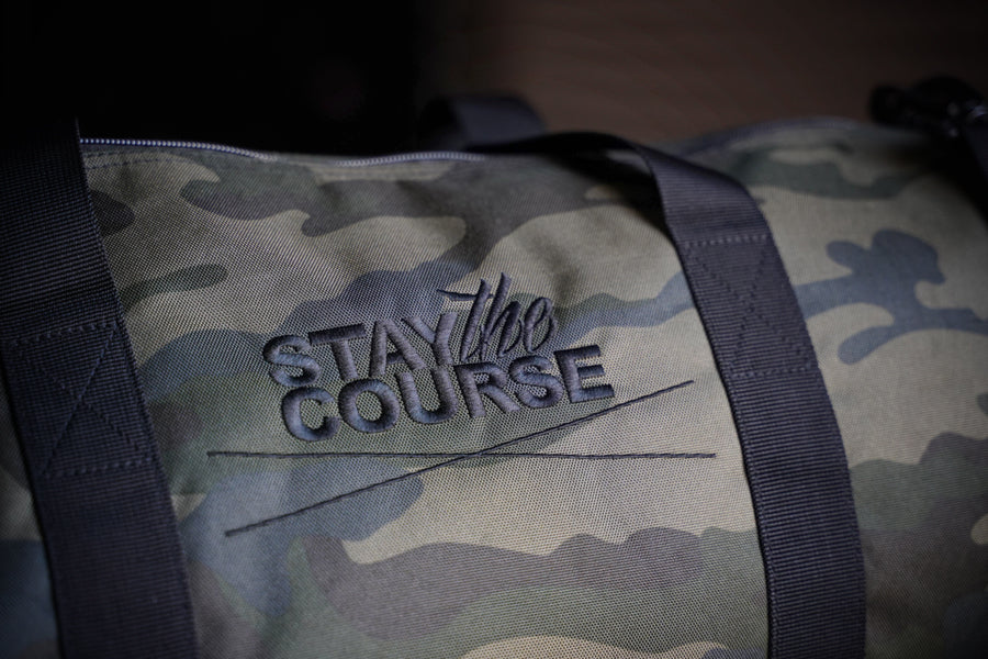 Stay the Course Duffle Bag Forest Camo Close