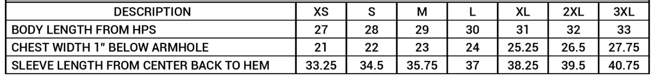 Align Performance Size Chart