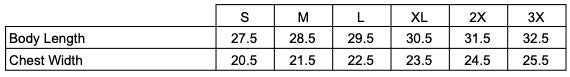 Lightweight Jersey Hooded Pullover Shirt Size Chart