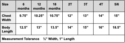 Spooky Season Kids T-shirt Set Size Chart