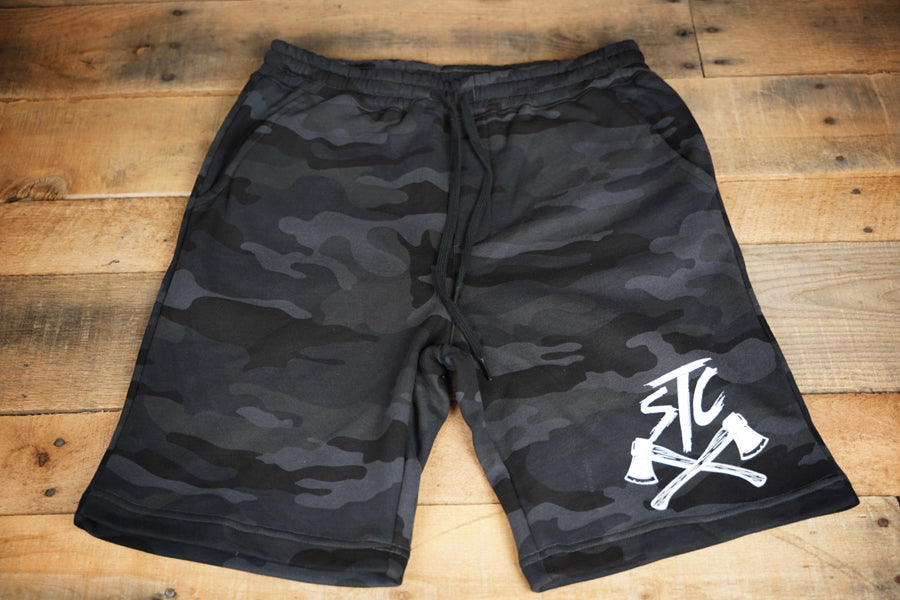 STC Fleece Shorts Black Camo