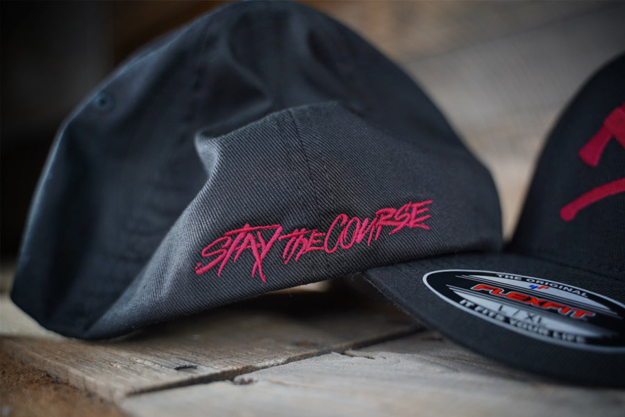 Stay the Course Black Flexfit Hat Rear