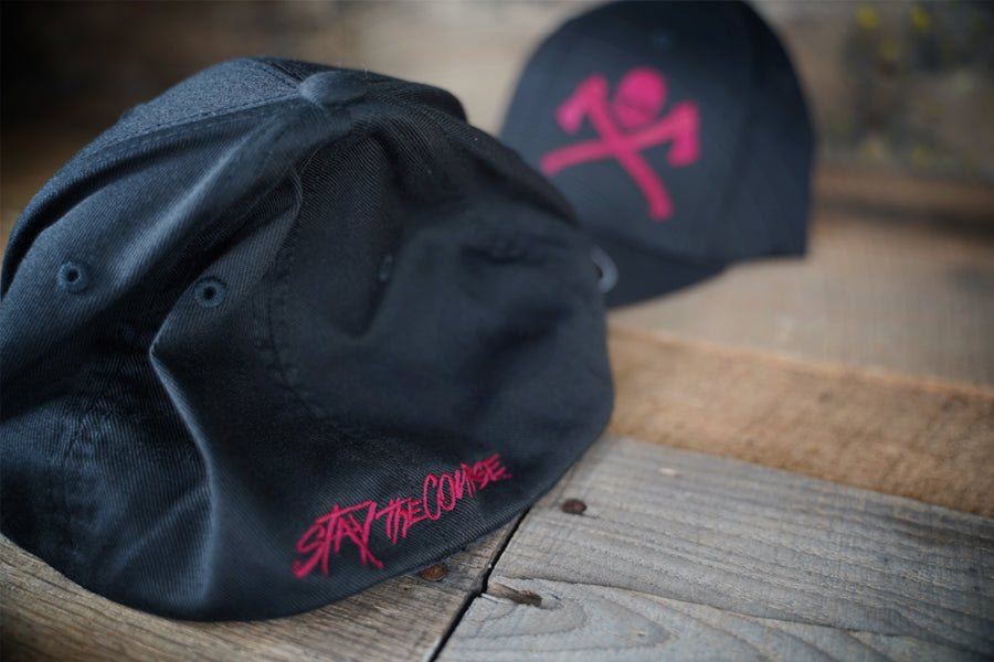 Stay the Course Black Flexfit Hat both