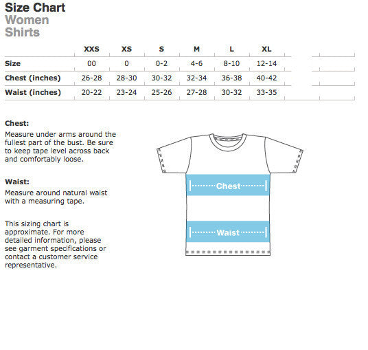 Women's STC T-Shirt Size Chart